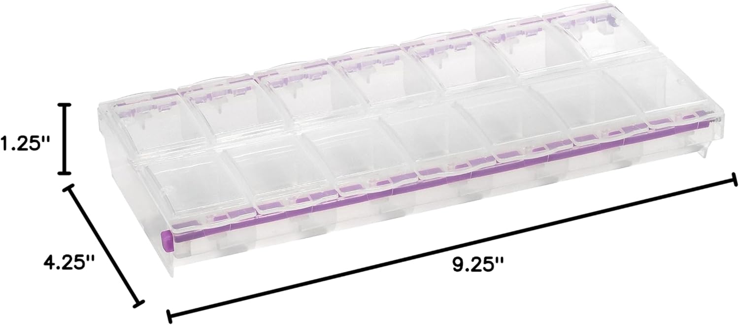 Craft Mates Bead Organizer and Plastic Storage Containers for Crafts. Buttons. Pins and More. 14 Locking Compartments. 2XL. Clear Lids - Image 6