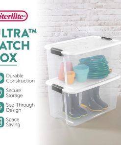 Alternative view of Sterilite 8-Pack 70 Quart Ultra Latch Box. Clear Storage Organizer Bins with Latching Lids - Stackable Plastic Containers for Home Organization in Garage. Attic. Basement. and Closet