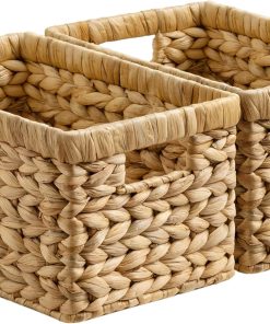 StorageWorks Wicker Basket. Baskets for Organizing. Storage Basket with Built-in Handles. Water Hyacinth Shelves (Medium 2-Pack. Natural Hyacinth)