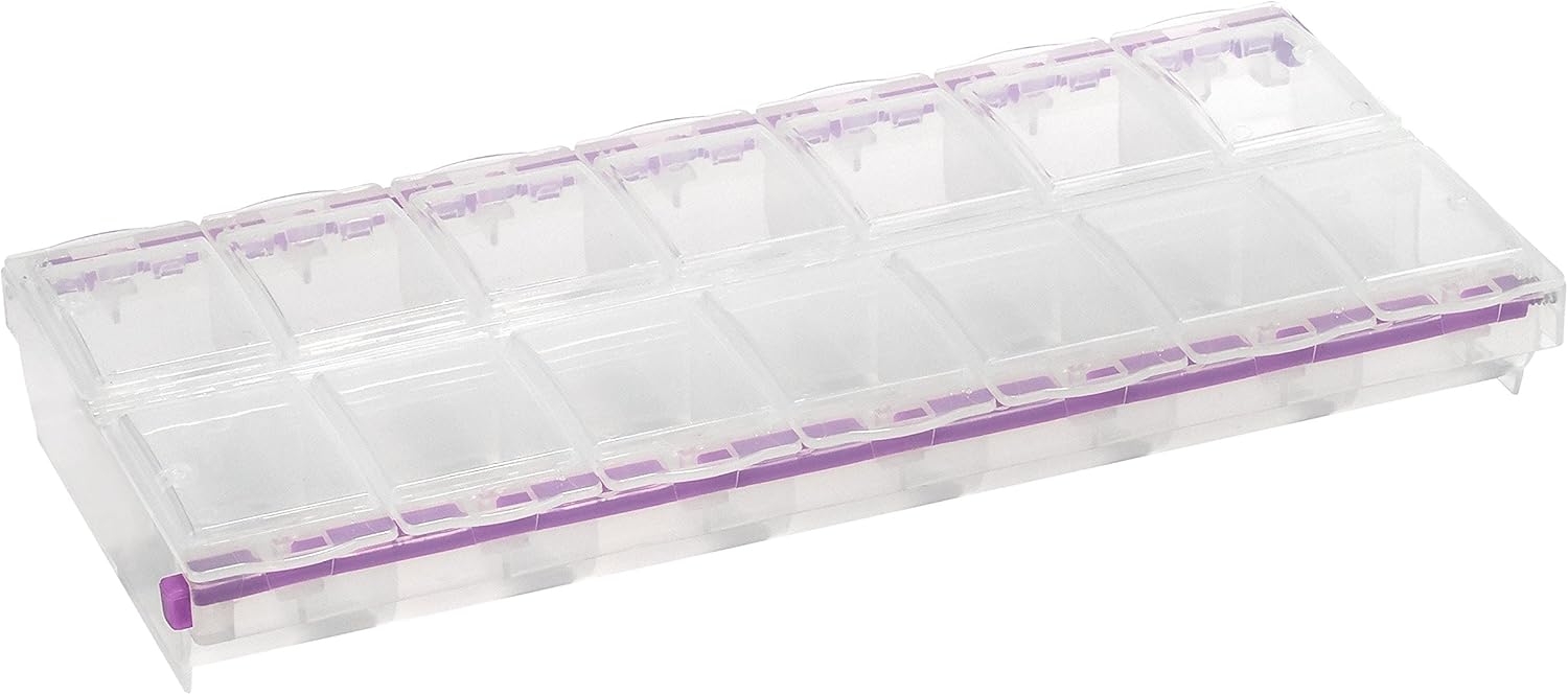 Craft Mates Bead Organizer and Plastic Storage Containers for Crafts. Buttons. Pins and More. 14 Locking Compartments. 2XL. Clear Lids