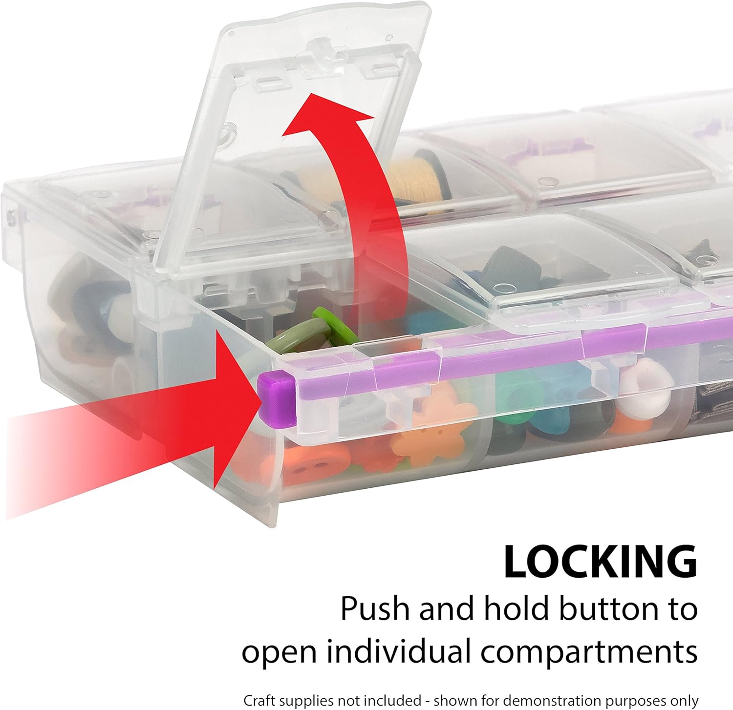 Craft Mates Bead Organizer and Plastic Storage Containers for Crafts. Buttons. Pins and More. 14 Locking Compartments. 2XL. Clear Lids - Image 2